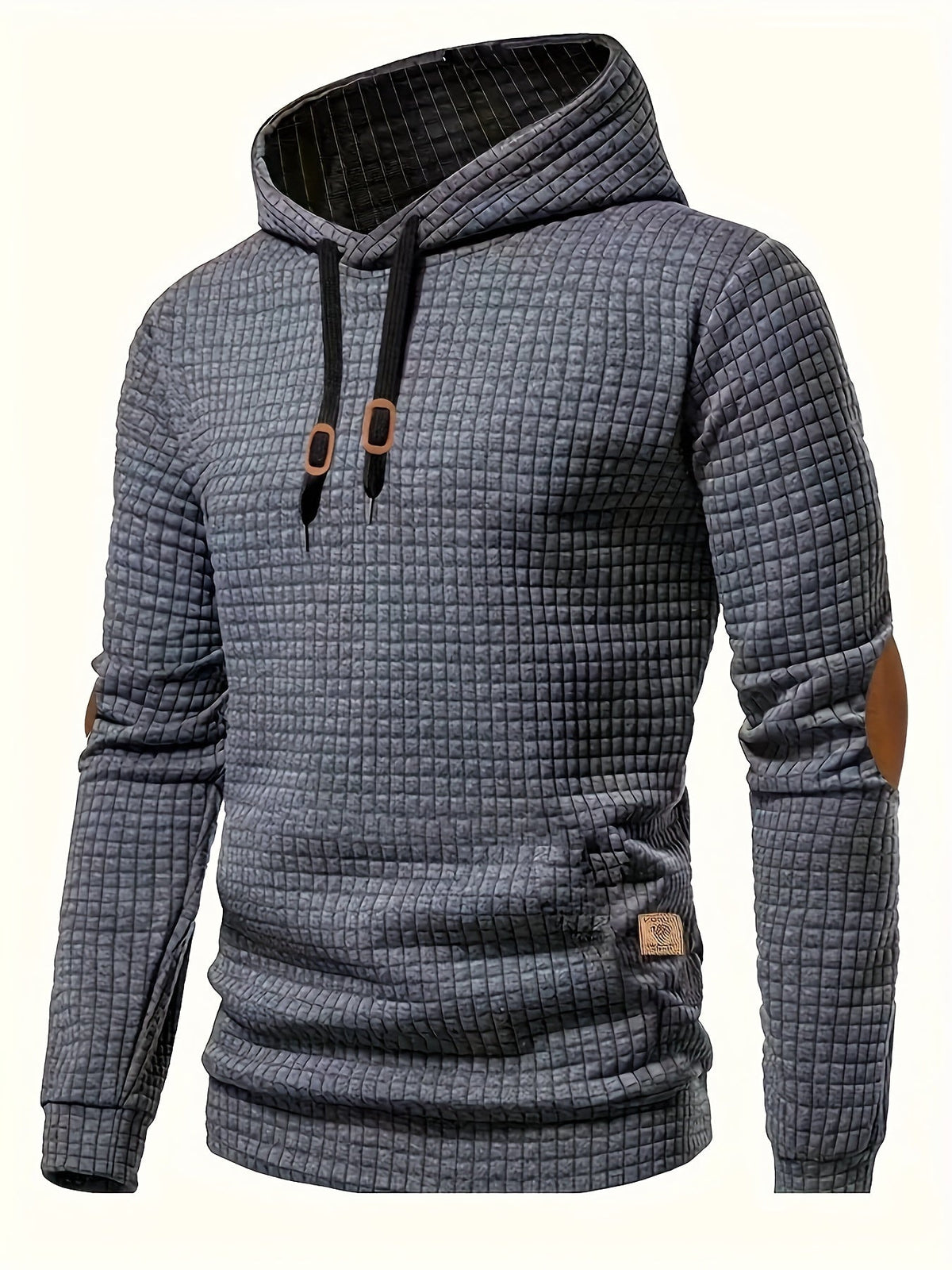 Harold | Modern Grid Elbow-Patch Hoodie