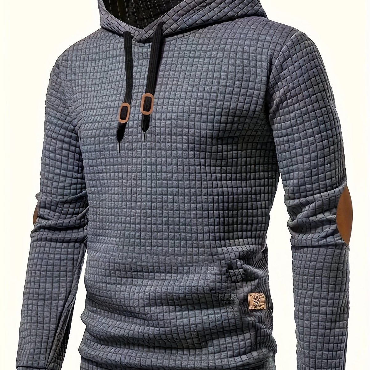 Harold | Modern Grid Elbow-Patch Hoodie