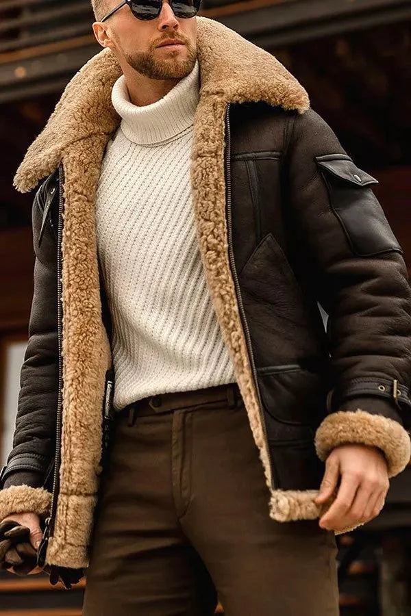 Austin | Rugged Shearling Aviator Jacket