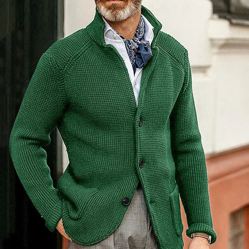 Cole | Refined Waffle Stand-Collar Cardigan
