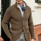 Cole | Refined Waffle Stand-Collar Cardigan