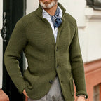 Cole | Refined Waffle Stand-Collar Cardigan