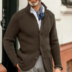 Cole | Refined Waffle Stand-Collar Cardigan