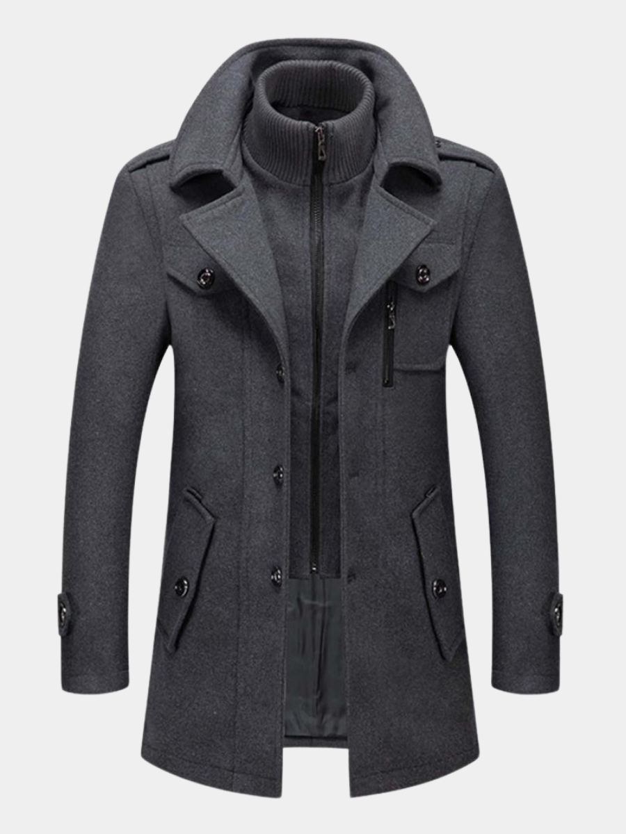 Daniel | Refined Layered-Collar Peacoat Jacket