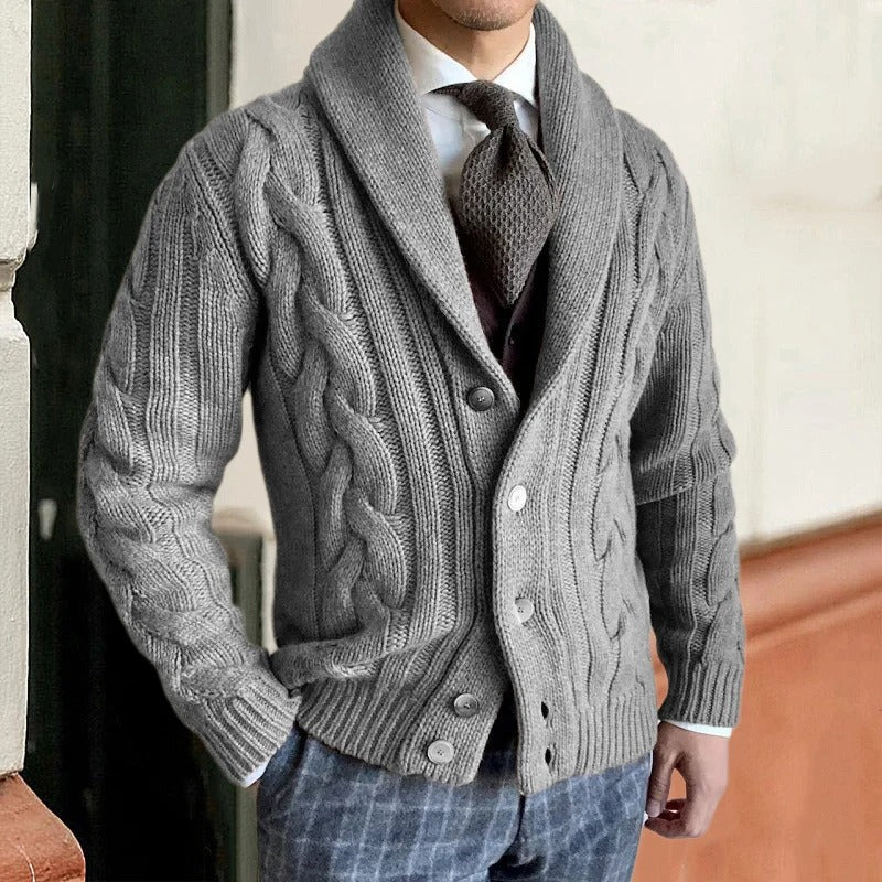 David | Classic Shawl Cable Cardigan