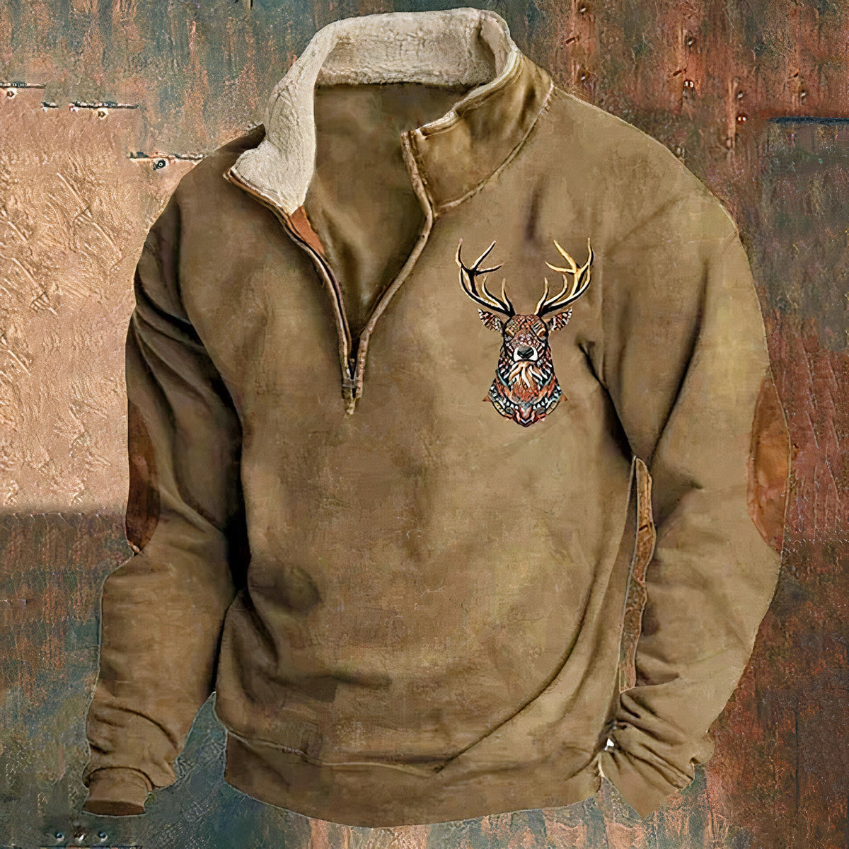 Gregory | Rugged Deer Quarter-Zip Sweater