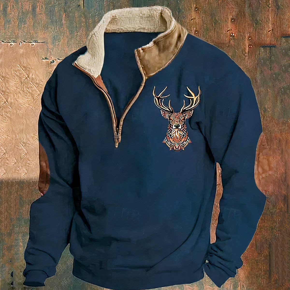 Gregory | Rugged Deer Quarter-Zip Sweater