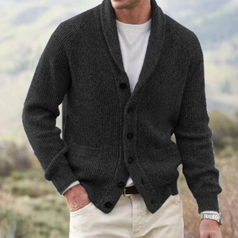 Jermaine | Classic Collar Ribbed Cardigan
