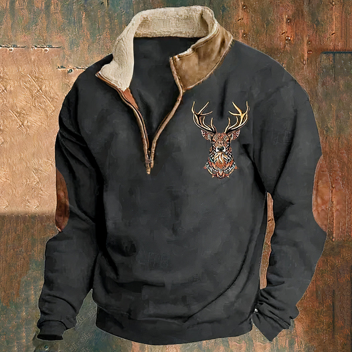 Raymond | Heritage Deer Quarter-Zip Sweater