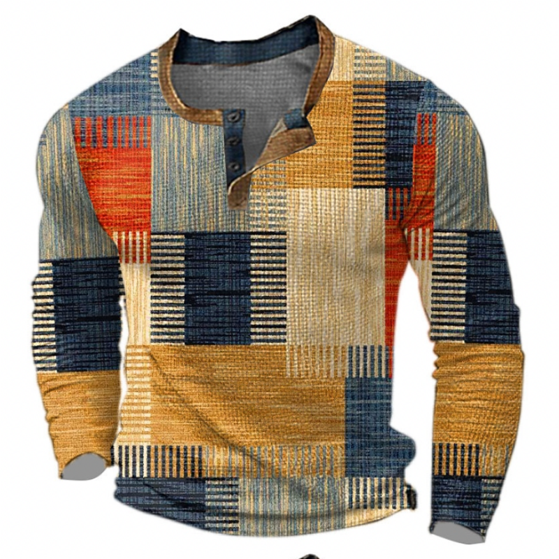 Nathan | Stylish Patchwork Henley Sweater