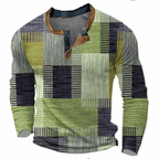 Nathan | Stylish Patchwork Henley Sweater