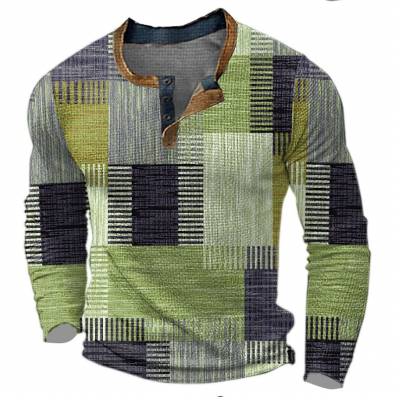 Nathan | Stylish Patchwork Henley Sweater