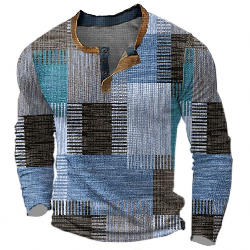 Nathan | Stylish Patchwork Henley Sweater
