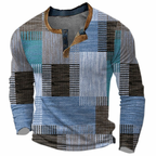 Nathan | Stylish Patchwork Henley Sweater