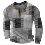 Nathan | Stylish Patchwork Henley Sweater