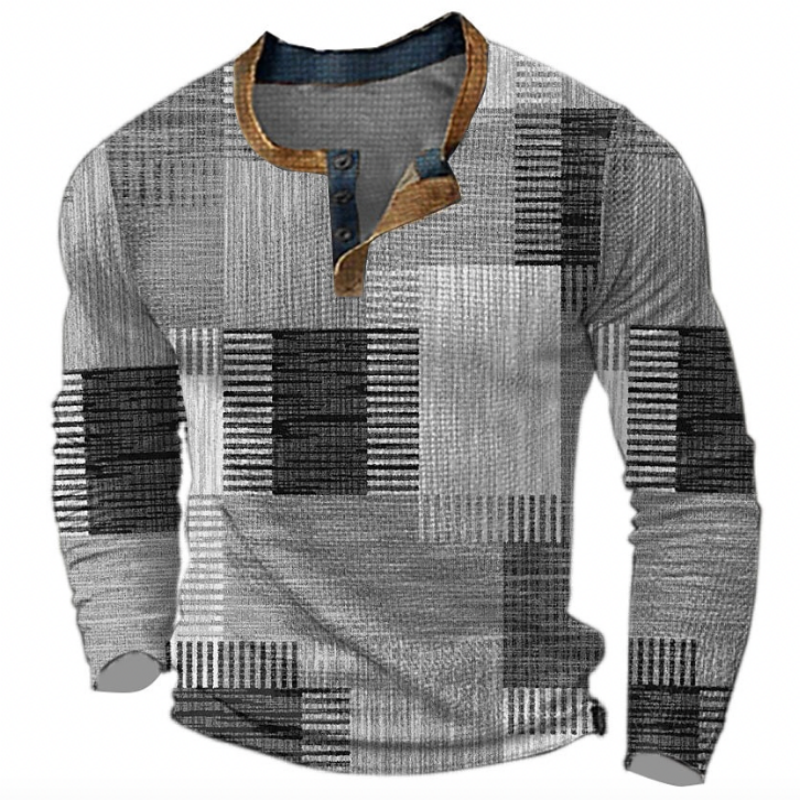 Nathan | Stylish Patchwork Henley Sweater